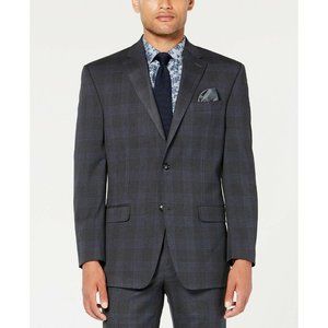 Sean John Stretch Gray/Blue Plaid Suit Jacket